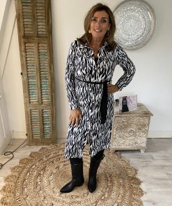 Travelstof dress Lara zebra zwart-wit