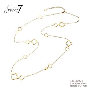 Lange Ketting Klaver 0223 Goud RVS