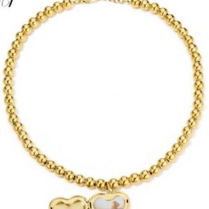 Ketting Met Balletjes en Hartjes Medaillon Goud