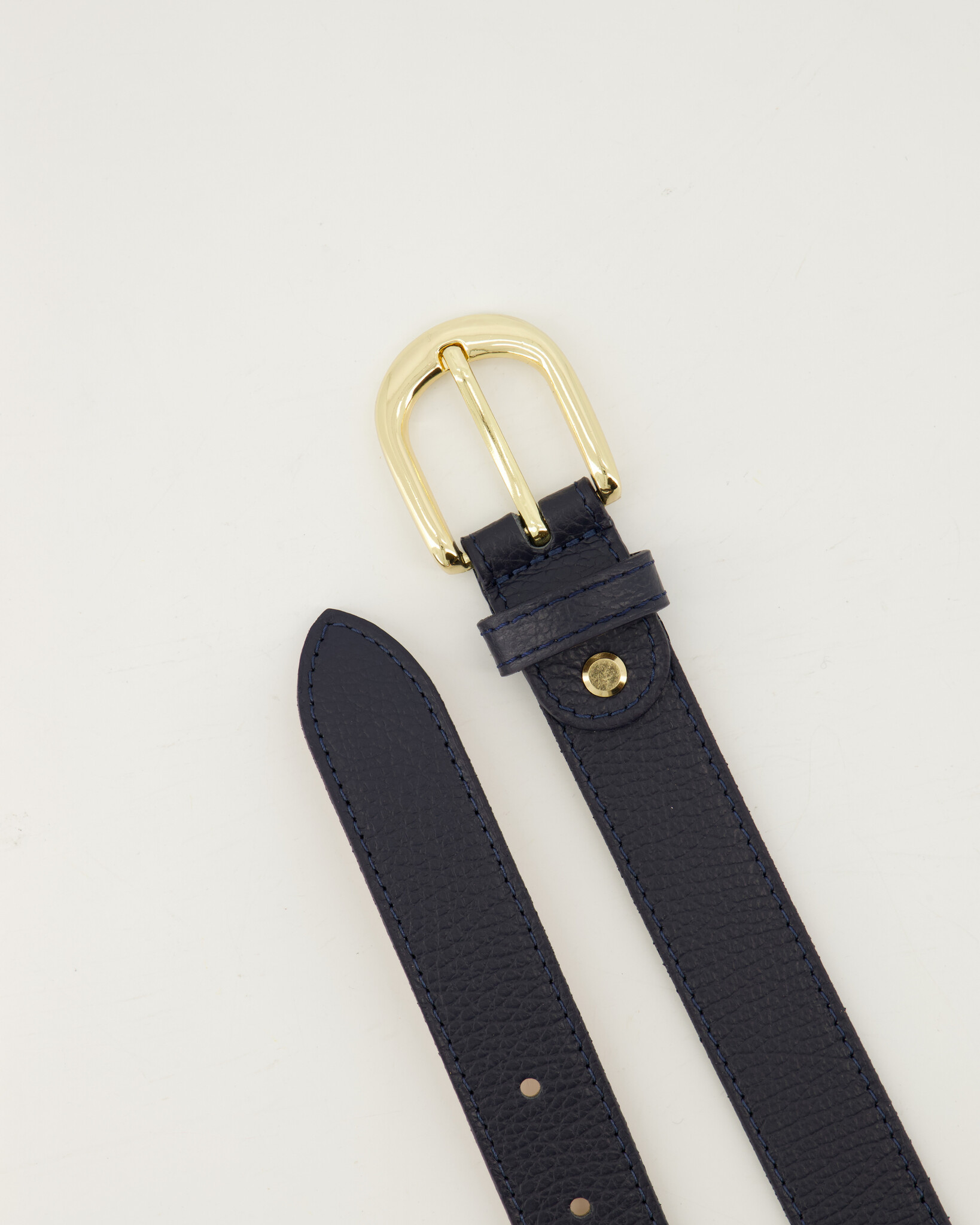 Leren Basis Riem Donker Blauw Goud - Afbeelding 4