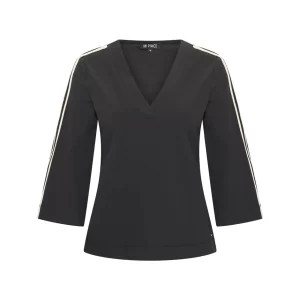 Mi Piace Travelstof V-Neck 2666 –Zwart Tape via villaggio