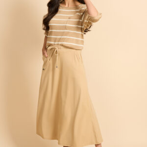 G-Maxx Travelstof Rok Bodil Kint Camel via villaggio