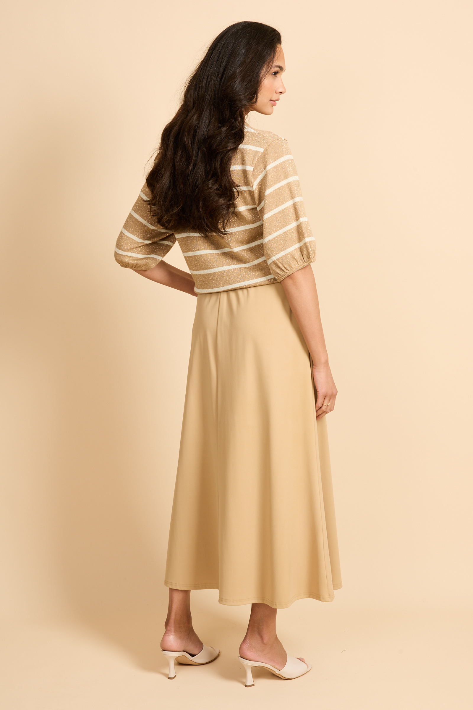 G-Maxx Travelstof Rok Bodil Kint Camel - Afbeelding 4