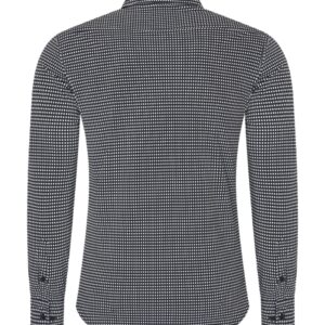 Mi Piace Heren Travelstof Overhemd 202010 Check Print Off-White/Donker Blauw via villaggio