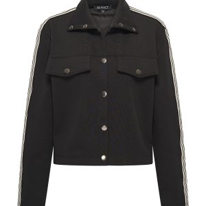 Mi Piace Sweat Jacket Contrast Stripe Zwart via villaggio