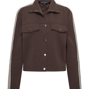 Mi Piace Sweat Jacket Contrast Stripe Espresso via villagio