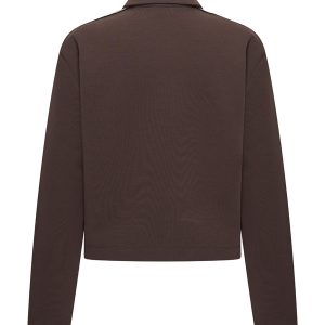 Mi Piace Sweat Jacket Contrast Stripe Espresso via villagio