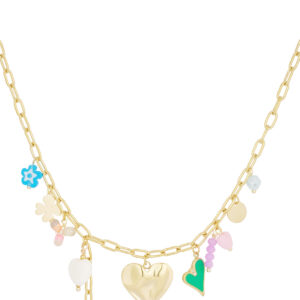 Bedelketting Gekleurde Bedels Goud 9732