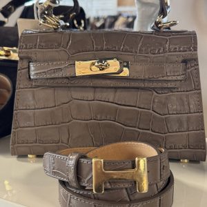 Leren Riem Hera Croco Taupe