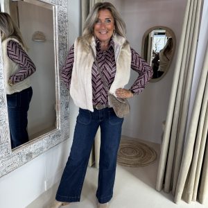 Fake Fur Bodywarmer Elin 115 Beige Zand