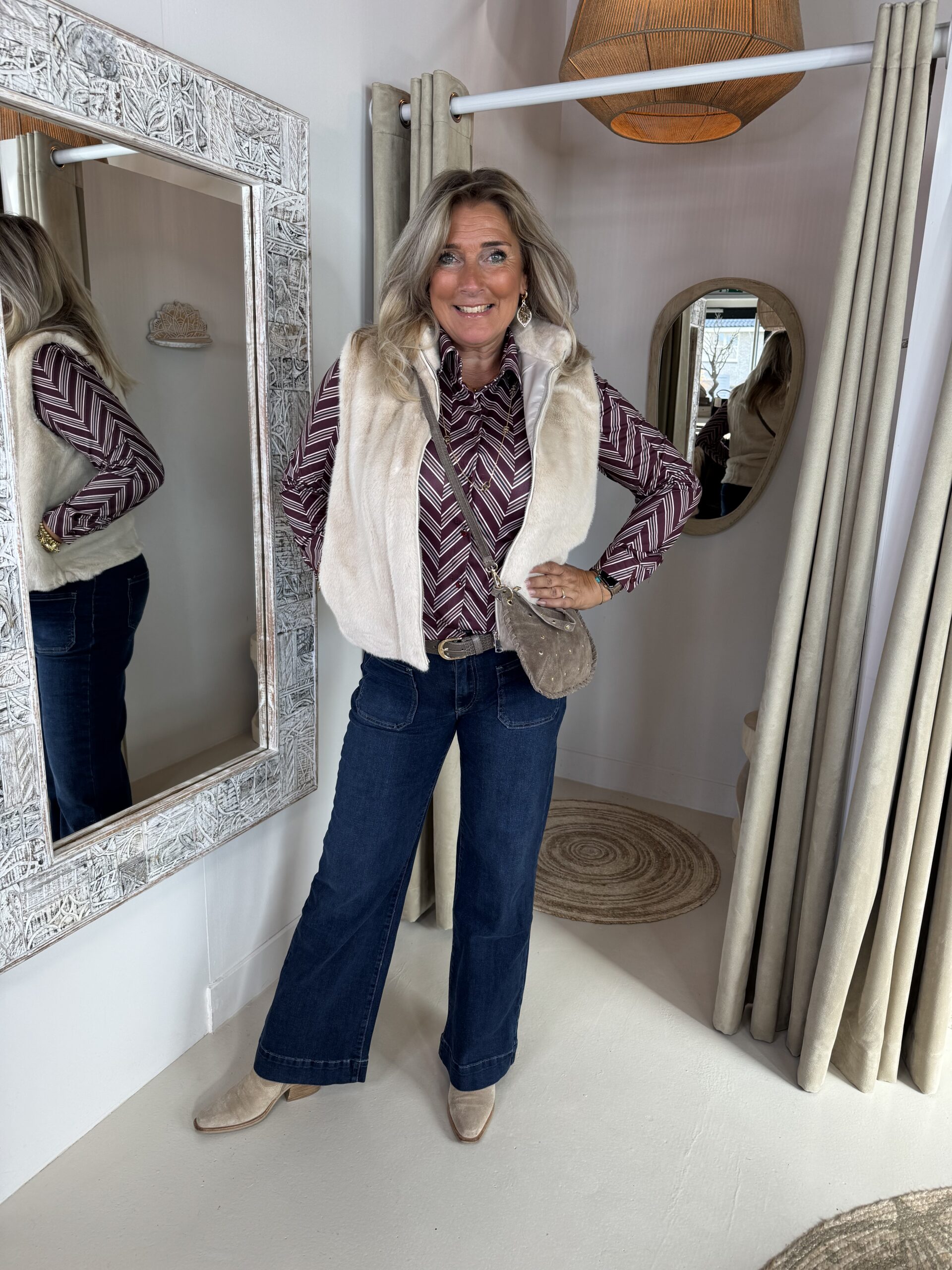 Fake Fur Bodywarmer Elin 115 Beige Zand