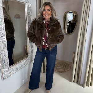 Fake Fur Bomber Jasje 610 Coffee Bruin