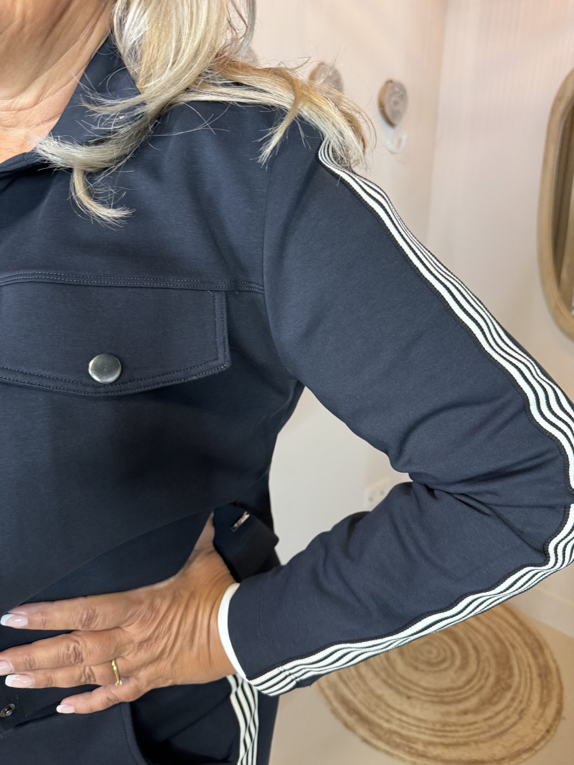 Mi Piace Sweat Jacket 20200104 Contrast Stripe Donker Blauw - Afbeelding 4