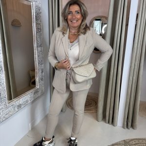 Mi Piace Bonded Travelstof Midi Blazer 202634 Latte