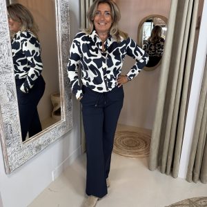 Mi Piace Bonded Travelstof Broek 202631 Donker Blauw