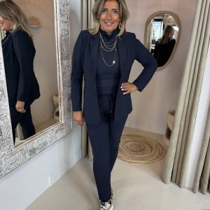 Mi Piace Bonded Travelstof Broek 202632 Donker Blauw