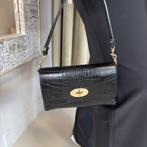 Leren Tas Finley Croco Zwart