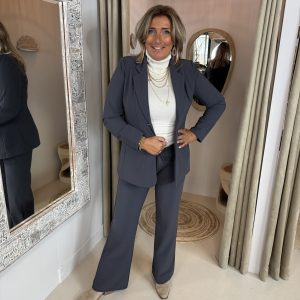 Mi Piace Bonded Travelstof Midi Blazer 202634 Donker Grijs