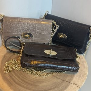 Alternative view of Leren Tas Finley Croco Zwart