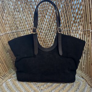 Alternative view of Suede Leren Tas Charm Donker Bruin