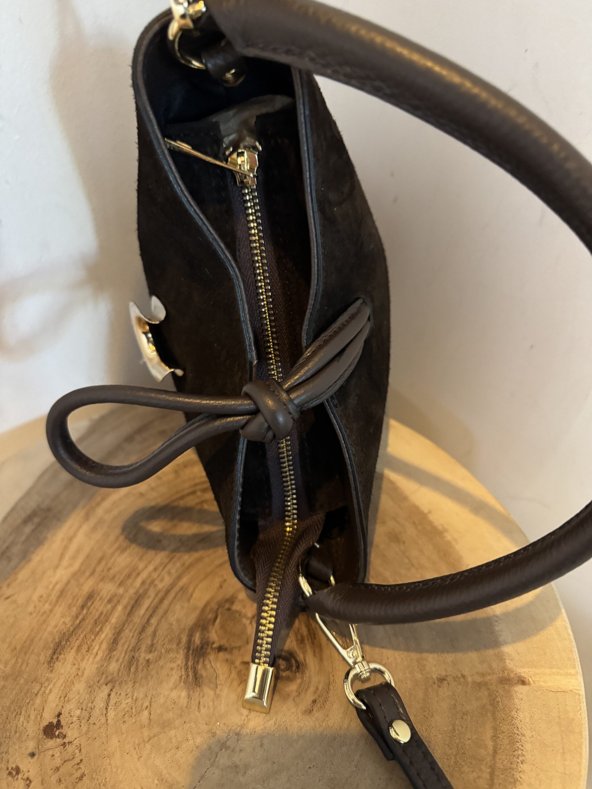 Suede Leren Tas Julie Donker Bruin - Afbeelding 4