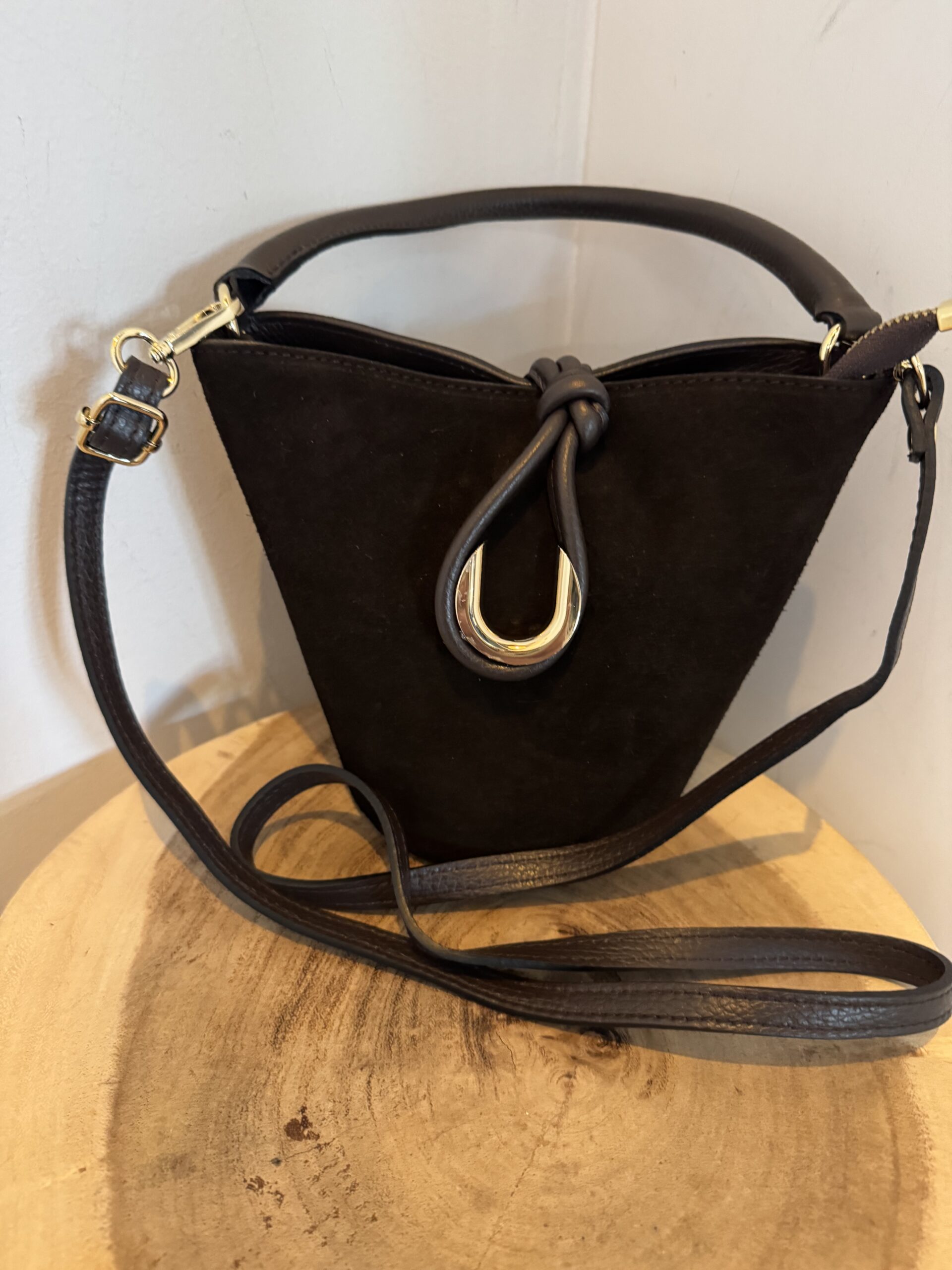 Suede Leren Tas Julie Donker Bruin - Afbeelding 3