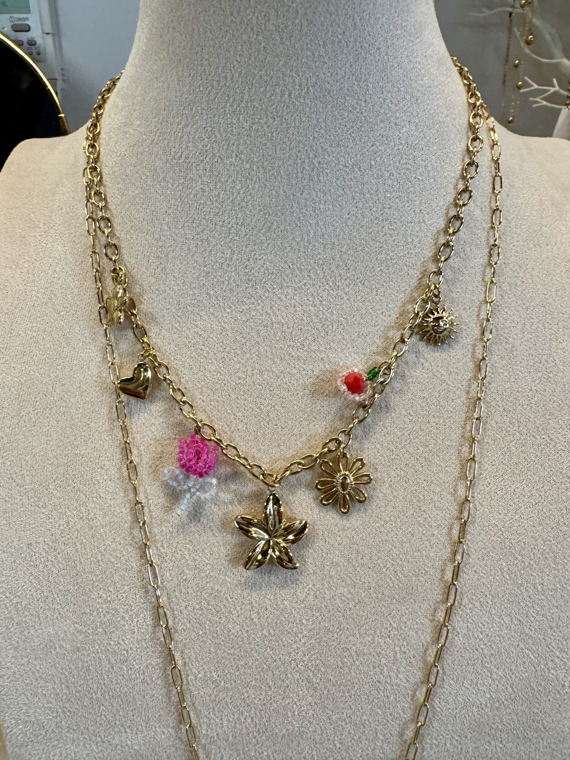 Ketting Bloem Bedel RVS Goud 7823