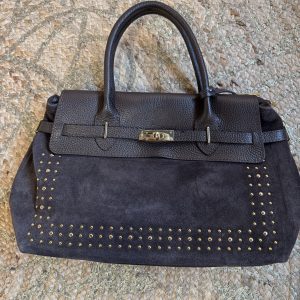 Leren Tas Giulia Studs Donker Bruin