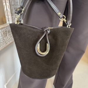 Suede Leren Tas Julie Donker Bruin