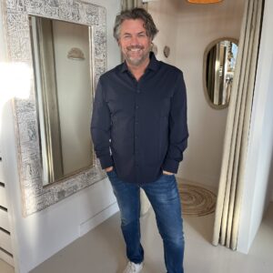 Mi Piace Travelstof Overhemd 202010 Dark Blue Voor HEREN