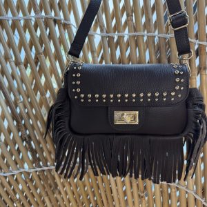 Leren Tas Fringe Franje Silvy Bruin