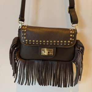 Alternative view of Leren Tas Fringe Franje Silvy Bruin
