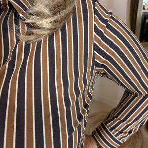 Alternative view of Mi Piace Travelstof Blouse 202711 Stripe Print Espresso Caramel