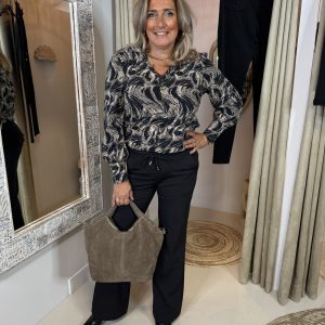 Mi Piace Travelstof Top 202651 Swirley Print Zwart