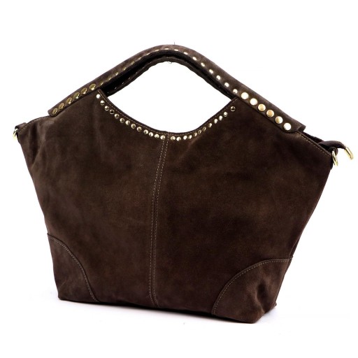 Prachtige Suede Tas Zira met Studs Bruin - Afbeelding 5