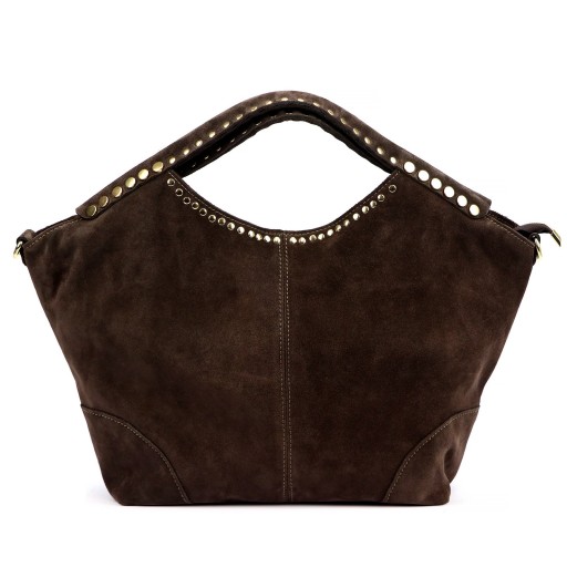 Prachtige Suede Tas Zira met Studs Bruin - Afbeelding 3