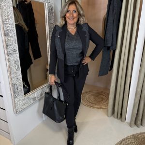 Mi Piace Bonded Travelstof Blazer 202706 Combi Foil Zwart