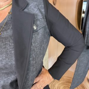 Alternative view of Mi Piace Bonded Travelstof Blazer 202706 Combi Foil Zwart