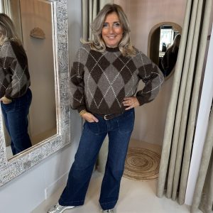 Geruite Trui Kirstin 31892 Bruin