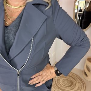 Alternative view of Mi Piace Bonded Travelstof Biker Jasje 202728 Donker Grijs