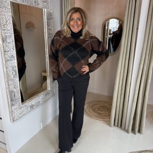 Geruite Trui 7013 Bruin