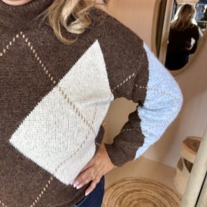 Alternative view of Geruite Trui 8312 Choco Blue