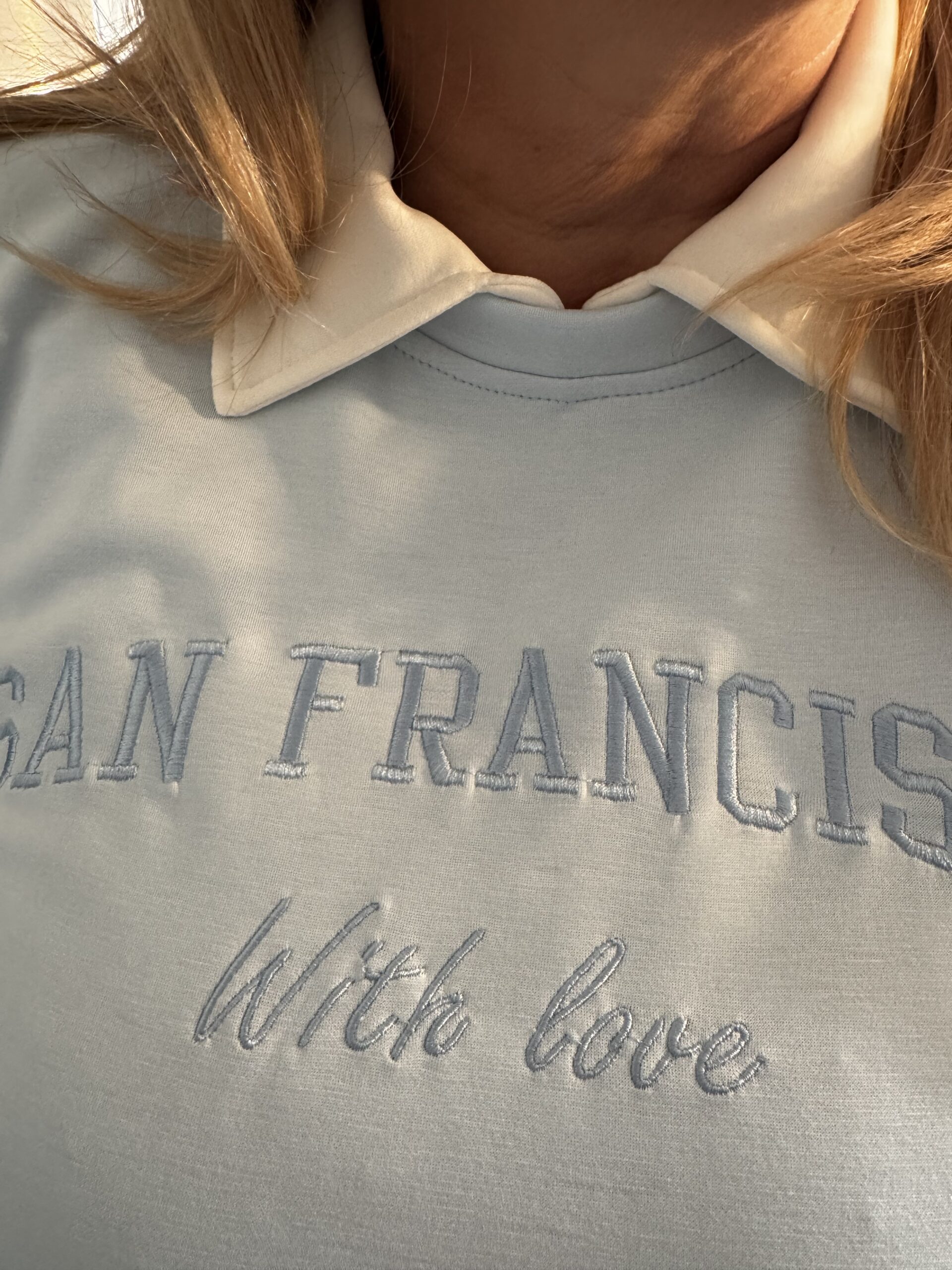 Sweater San Francisco met Kraagje Licht Blauw - Afbeelding 2