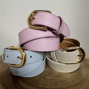 Alternative view of Leren Basis Riem Licht Blauw Goud