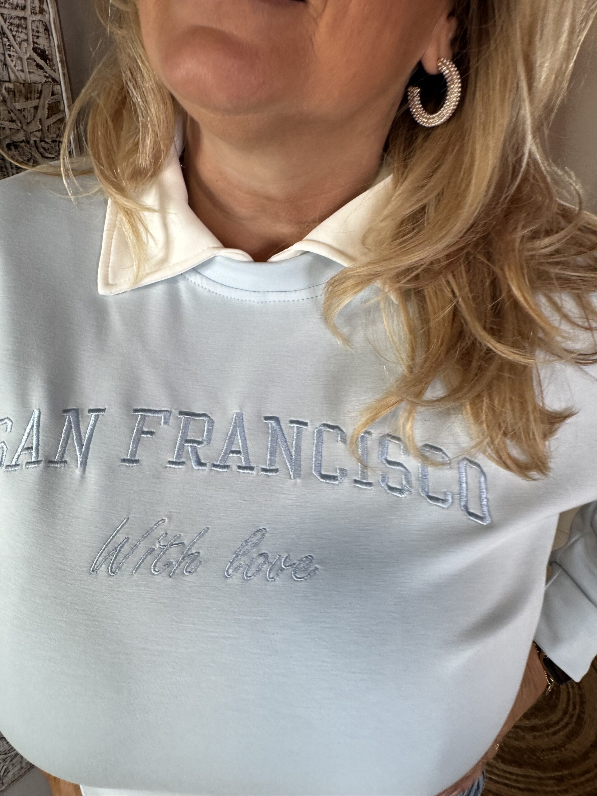 Sweater San Francisco met Kraagje Licht Blauw - Afbeelding 5