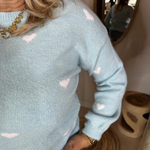 Alternative view of Trui Amber 1835 met Hartjes Blauw/Off-White