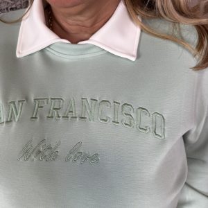 Alternative view of Sweater San Francisco met Kraagje Zacht Groen