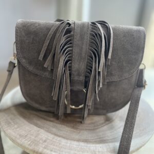 Suede Tas Maan Franje Taupe
