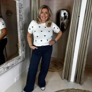 Korte Mouwen Trui Denim Hartjes 80531 Off-White/Denim