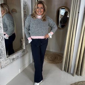 Breton Striped Trui Blauw 51187 met Kleuraccent